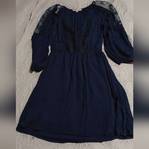 Blue dress with see-through shoulders